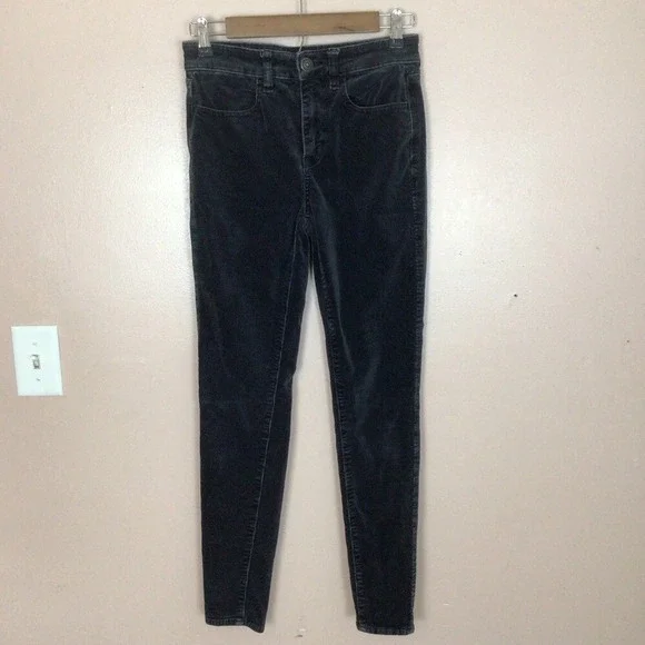 SALE Women's American‎ Eagle Super Stretch Black High Rise Corduroy Jegging - Picture 2 of 11